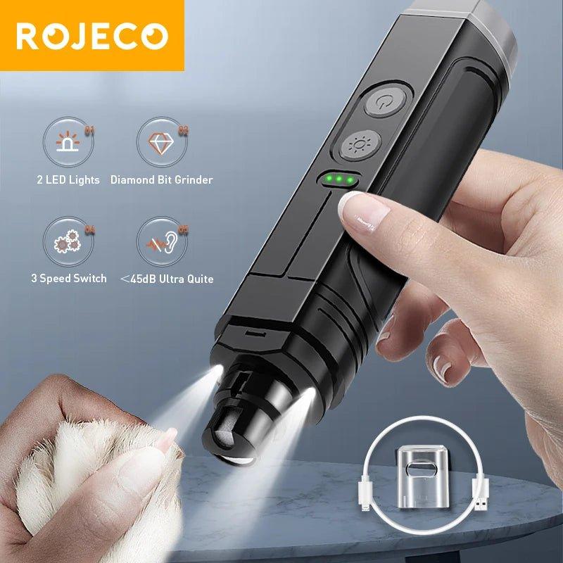 ROJECO P3 Pro Pet Nail Grinder with Dual LED Light – Safe, Quiet & Rechargeable - TailTrove™
