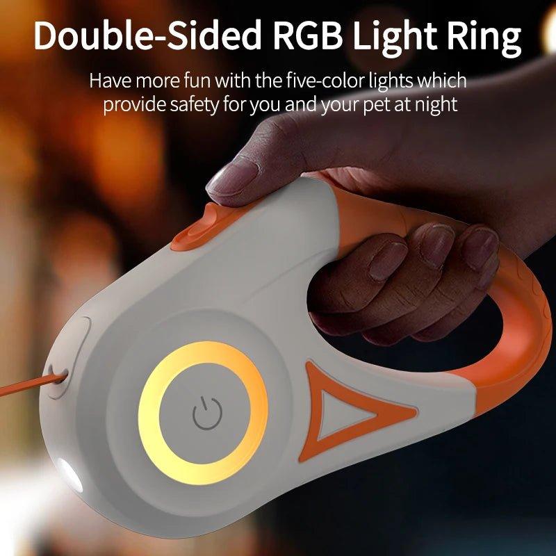 ROJECO Retractable Dog Leash with LED Light – 5M Tangle - Free Lead for Night Walks - TailTrove™