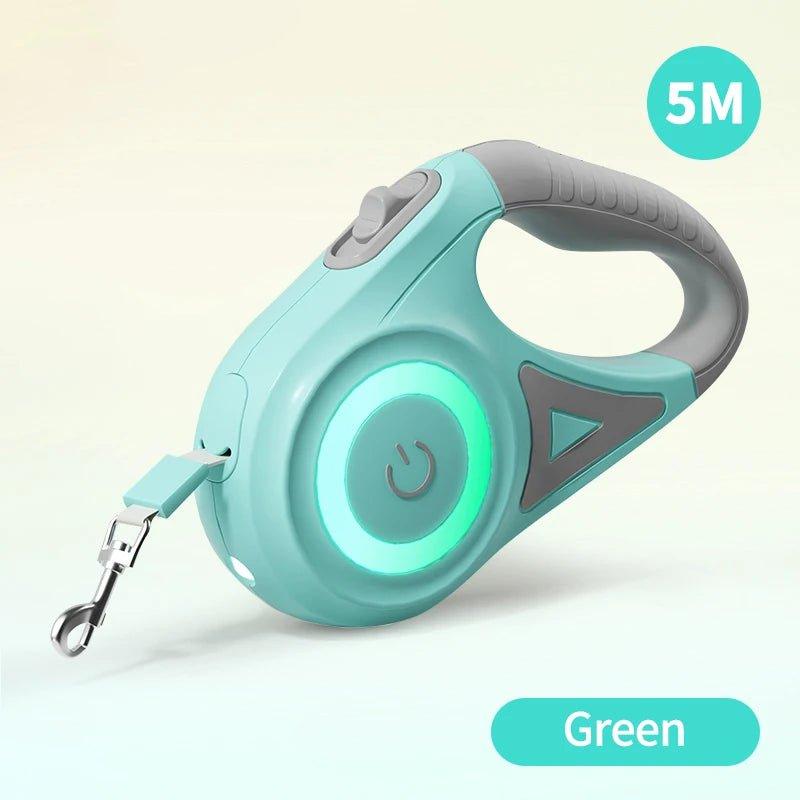 ROJECO Retractable Dog Leash with LED Light – 5M Tangle - Free Lead for Night Walks - TailTrove™