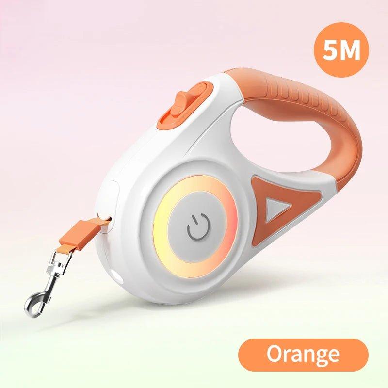 ROJECO Retractable Dog Leash with LED Light – 5M Tangle - Free Lead for Night Walks - TailTrove™