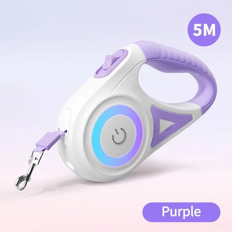 ROJECO Retractable Dog Leash with LED Light – 5M Tangle - Free Lead for Night Walks - TailTrove™