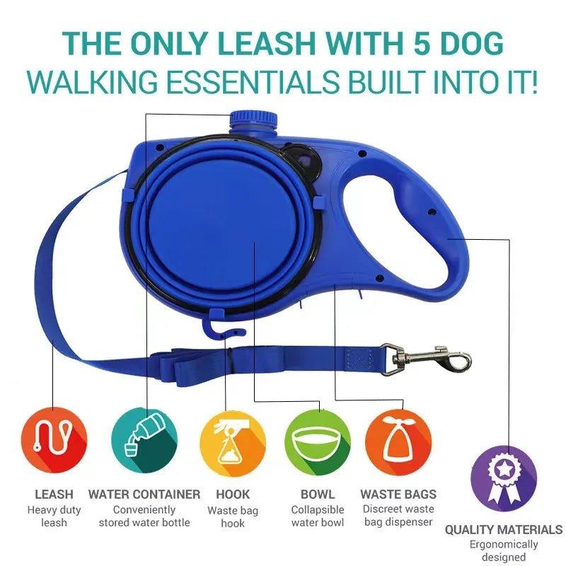 The Ultimate 4 - in - 1 Dog Leash for Hydration, Safety & Clean Walks - TailTrove™
