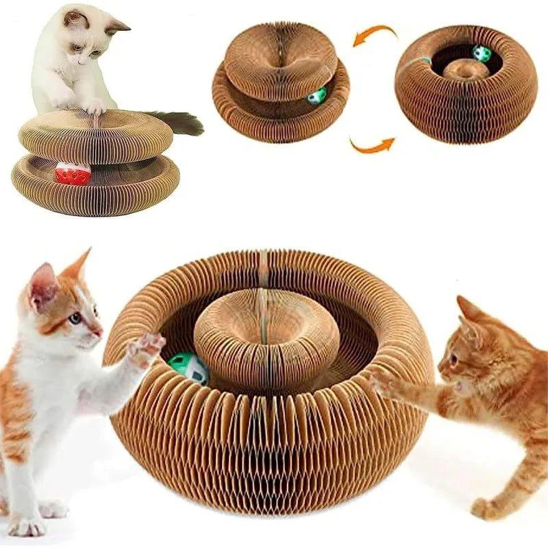 Transformable Cat Scratcher and Play Bed with Built - in Ball Toy - TailTrove™